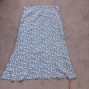 Reformation Blue Floral Midi Skirt